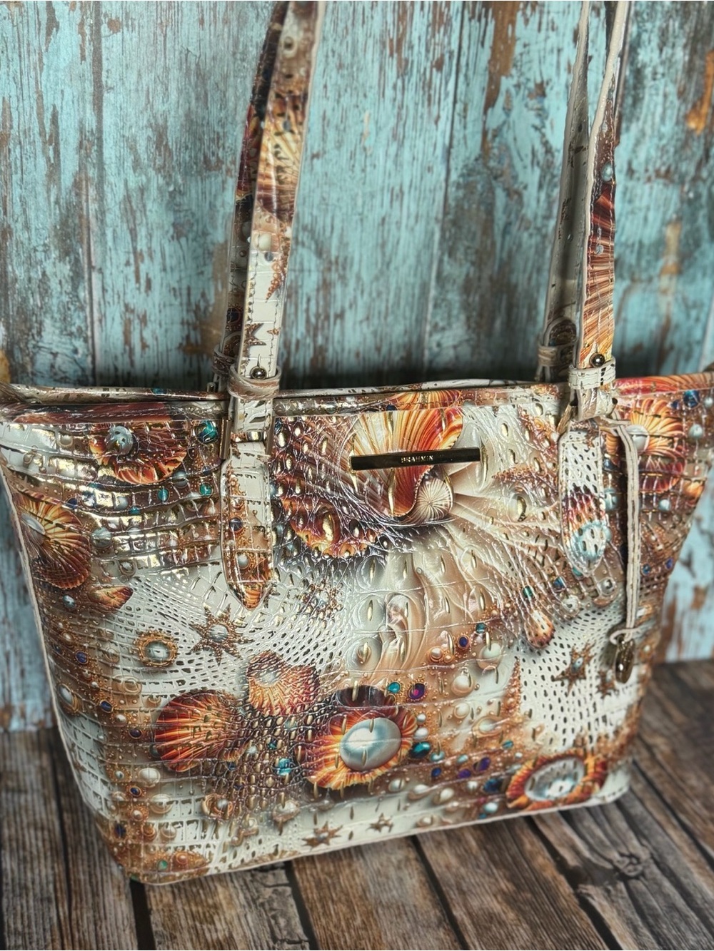 BRAHMIN MEDIUM ASHER in SEA JEWEL SHOULDER HANDBAG Beachy Tropical Shells NWT